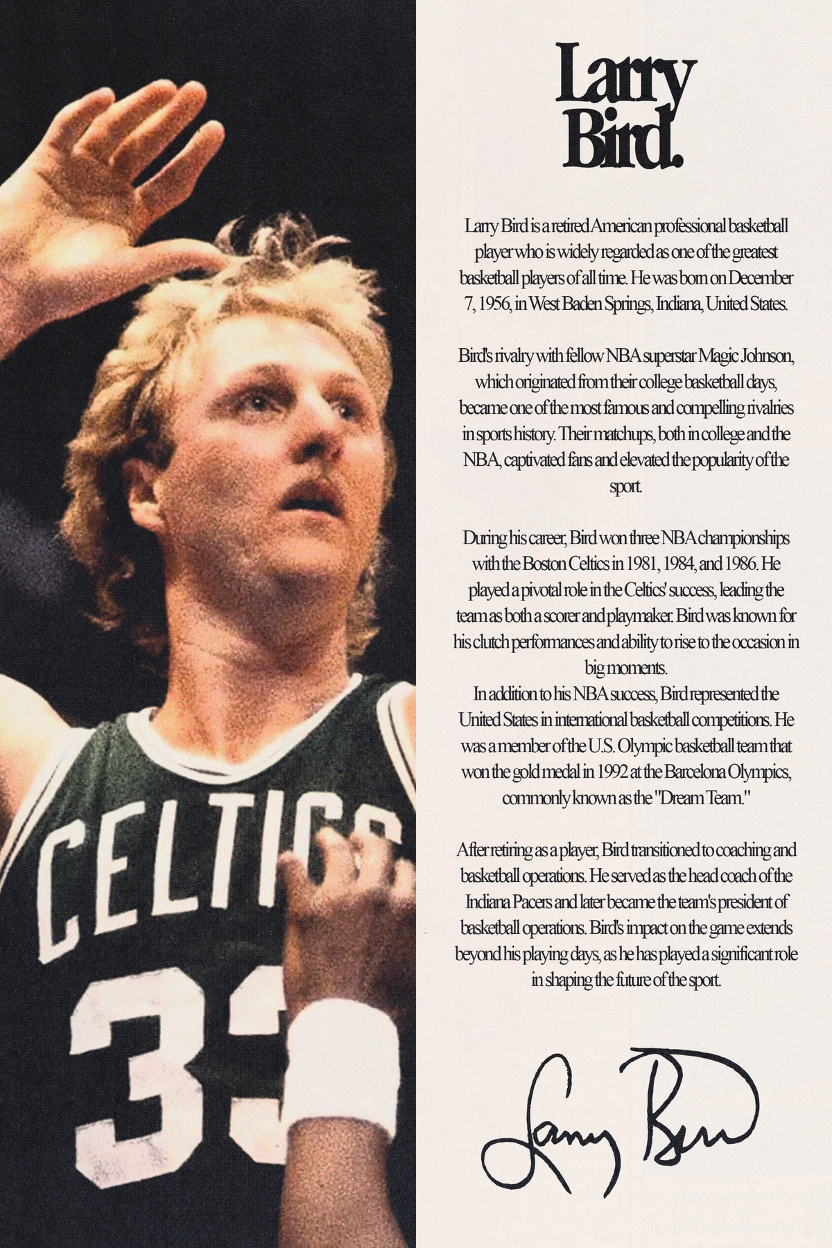 Larry Bird 'Biography' Poster
