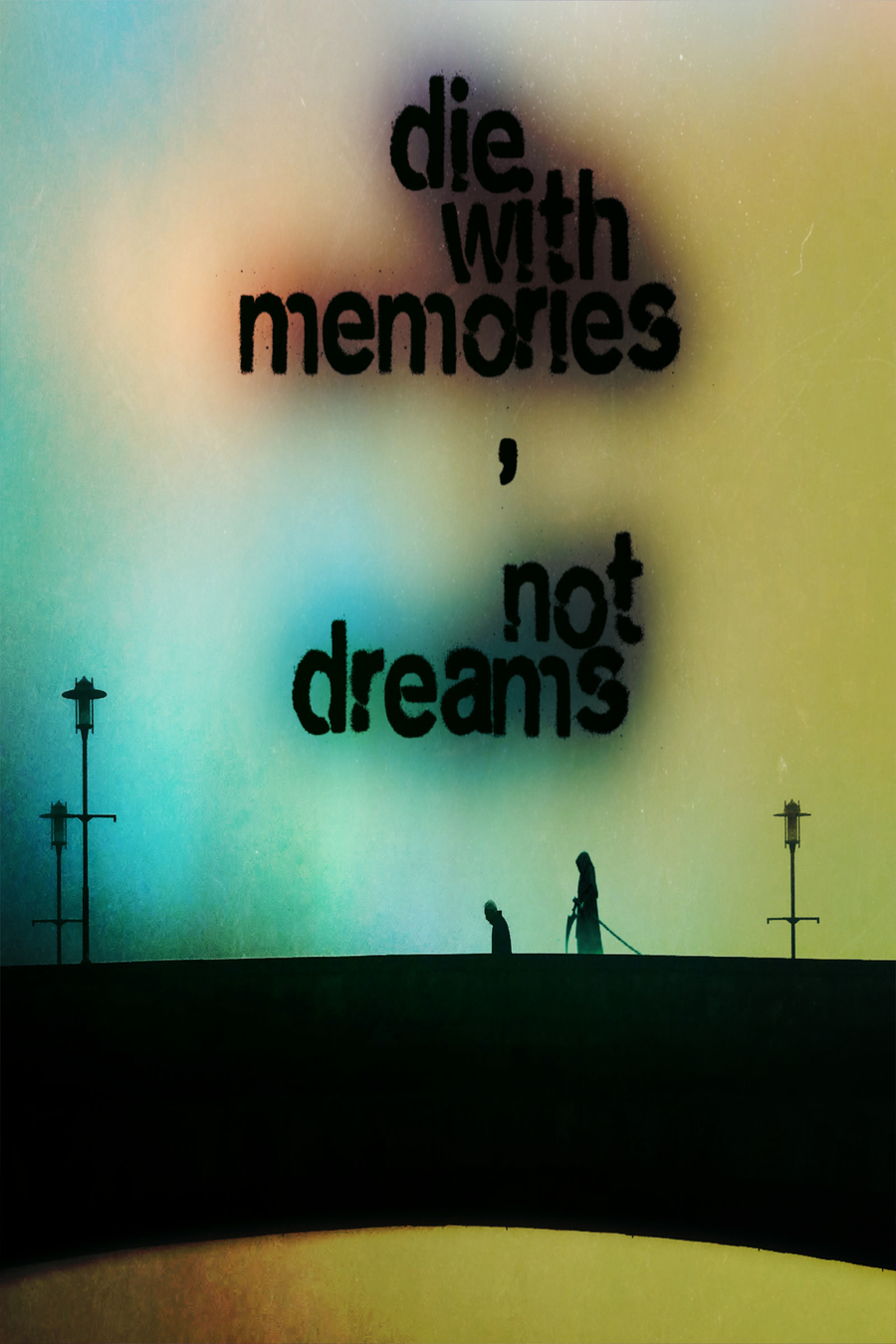 'Die With Memories' Poster - Mockup 1, shown hanging above a console table