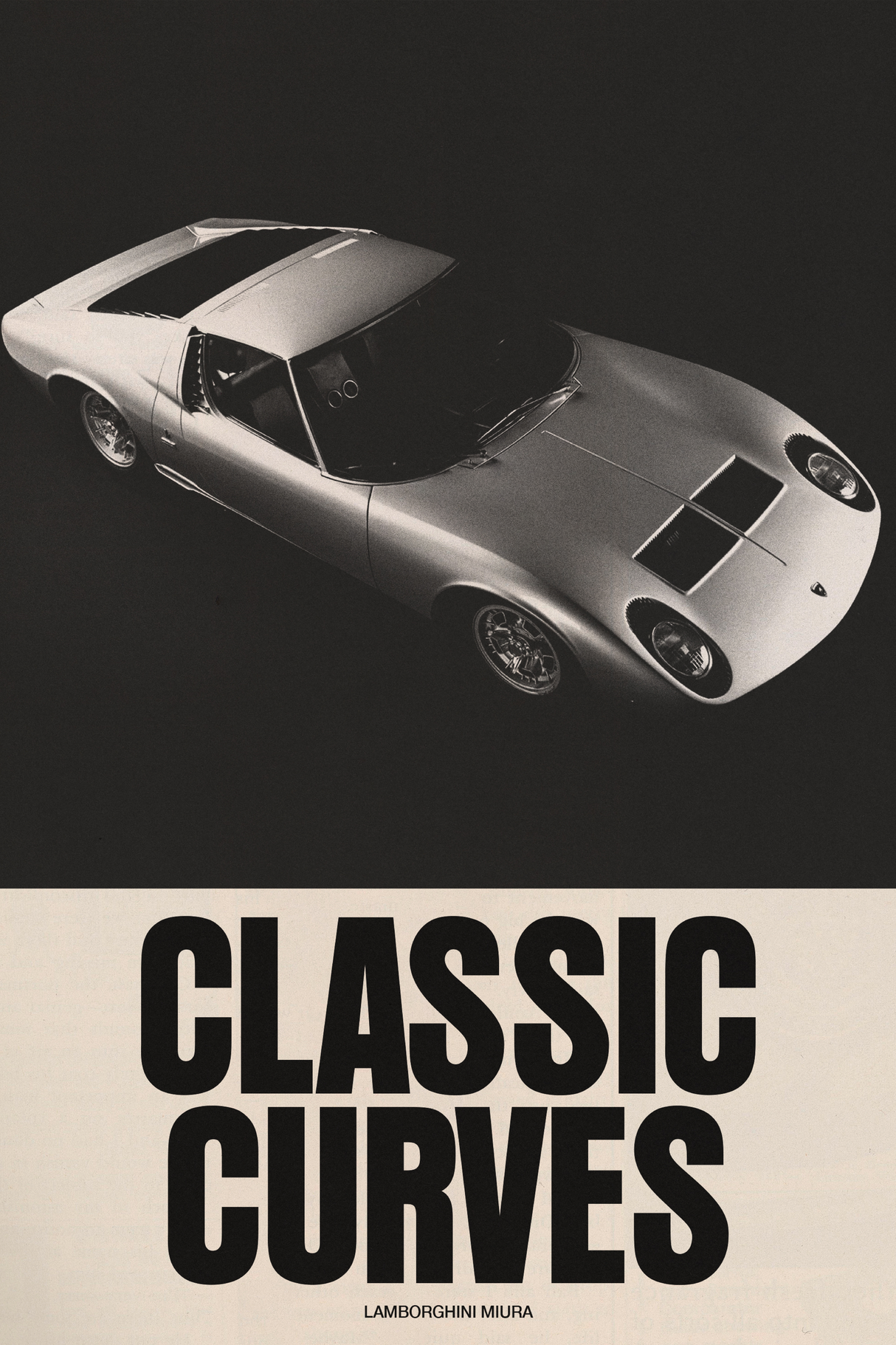 Lamborghini Miura B&W Poster