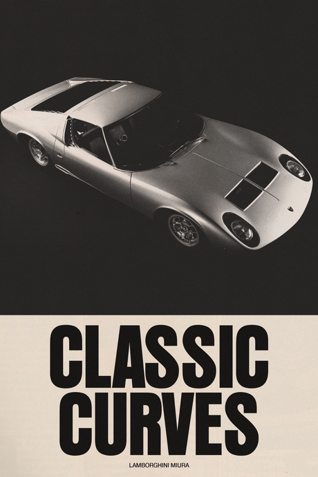 Lamborghini Miura B&W Poster