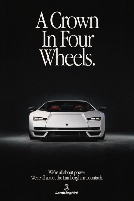 Lamborghini Countach 'Crown In Four Wheels' Poster