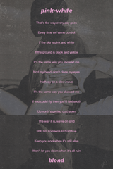 Frank Ocean 'Pink + White' Lyrics Poster