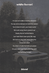 Frank Ocean 'White Ferrari' Lyrics Poster