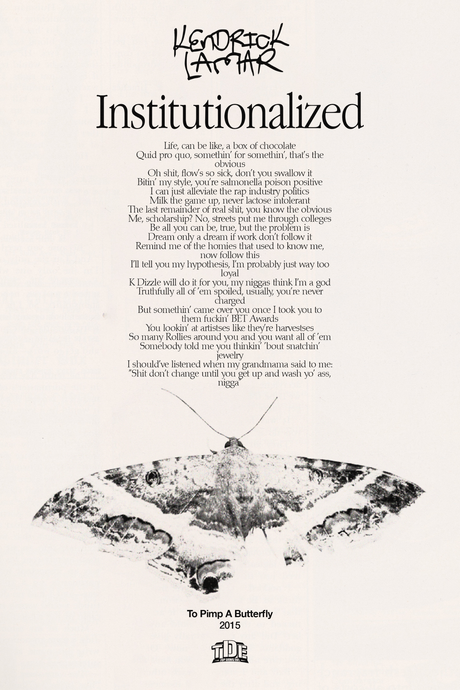 Kendrick Lamar 'Institutionalized' Lyrics Poster