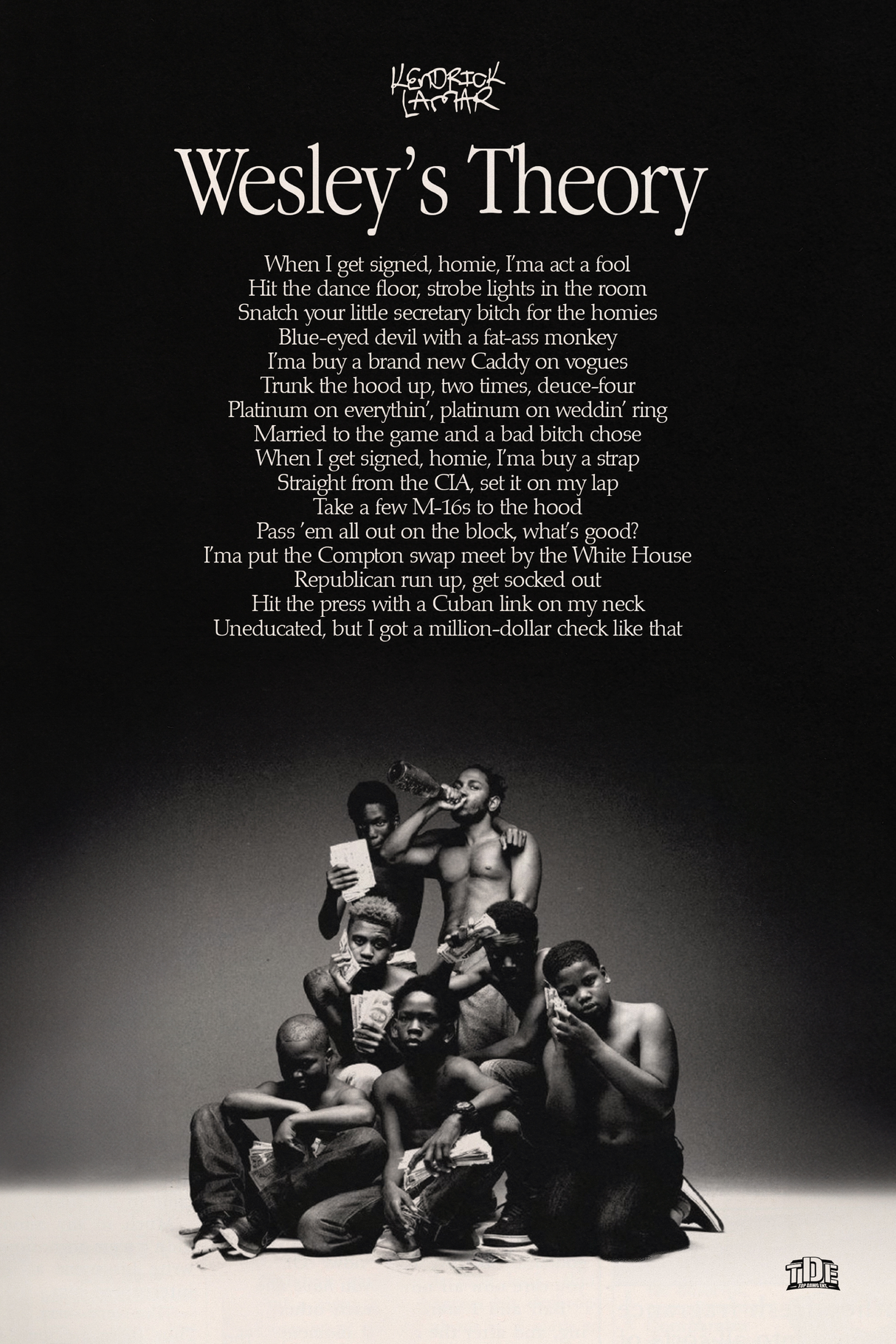 Kendrick Lamar 'Wesley's Theory' Lyrics Poster