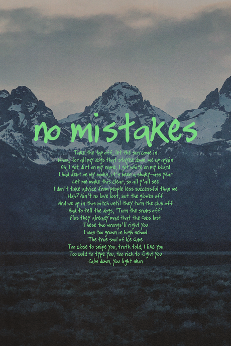 Kanye West 'No Mistakes' Lyrics Poster