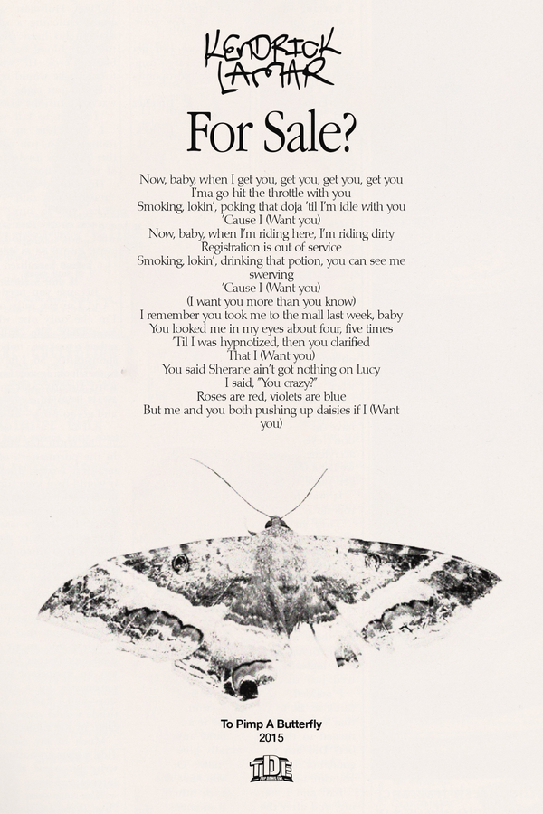 Kendrick Lamar 'For Sale?' Lyrics Poster