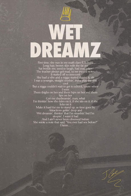 J Cole 'Wet Dreamz' Lyrics Poster