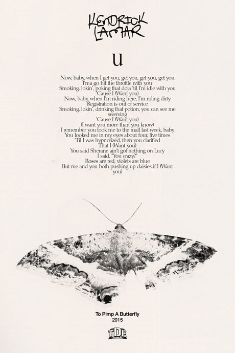 Kendrick Lamar 'u' Lyrics Poster