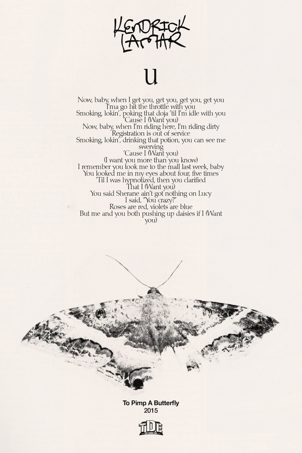 Kendrick Lamar 'u' Lyrics Poster