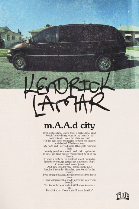 Kendrick Lamar 'm.A.A.d City' Lyrics Poster