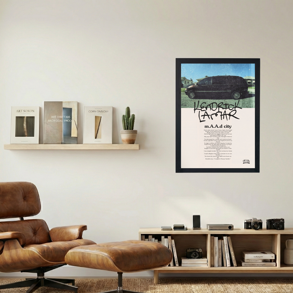 Kendrick Lamar 'm.A.A.d City' Lyrics Poster - Mockup 1