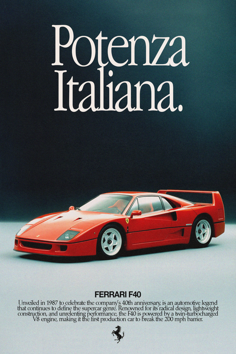Ferrari F40 'Potenza Italiana' Poster