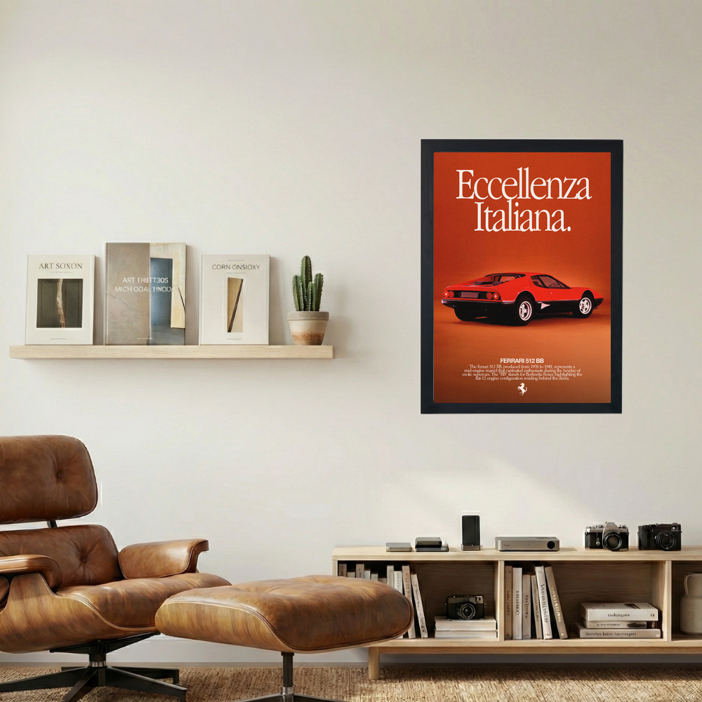 Ferrari 512 BB 'Eccellenza Italiana' Poster - Mockup 1
