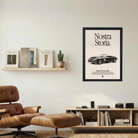 Ferrari 250 California 'Nostra Storia' B&W Poster - Mockup 1