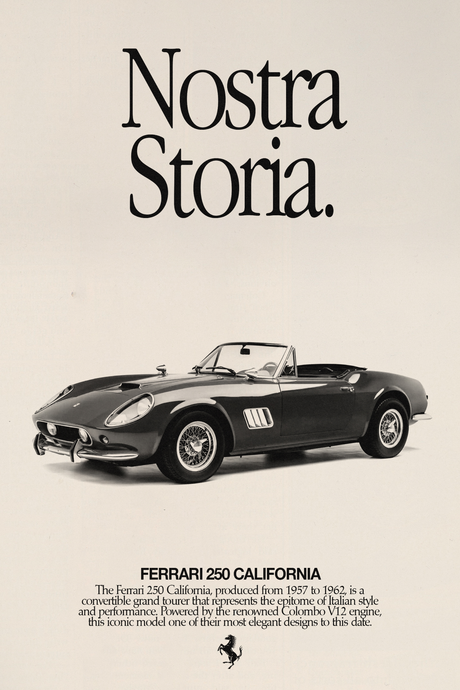 Ferrari 250 California 'Nostra Storia' B&W Poster