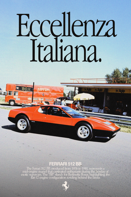 Ferrari 512 BB 'Eccellenza Italiana' Poster V2