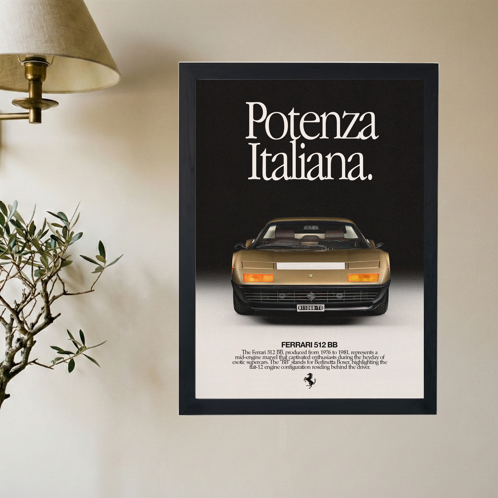 Ferrari 512 BB 'Potenza Italiana' Poster V3 - Mockup 2