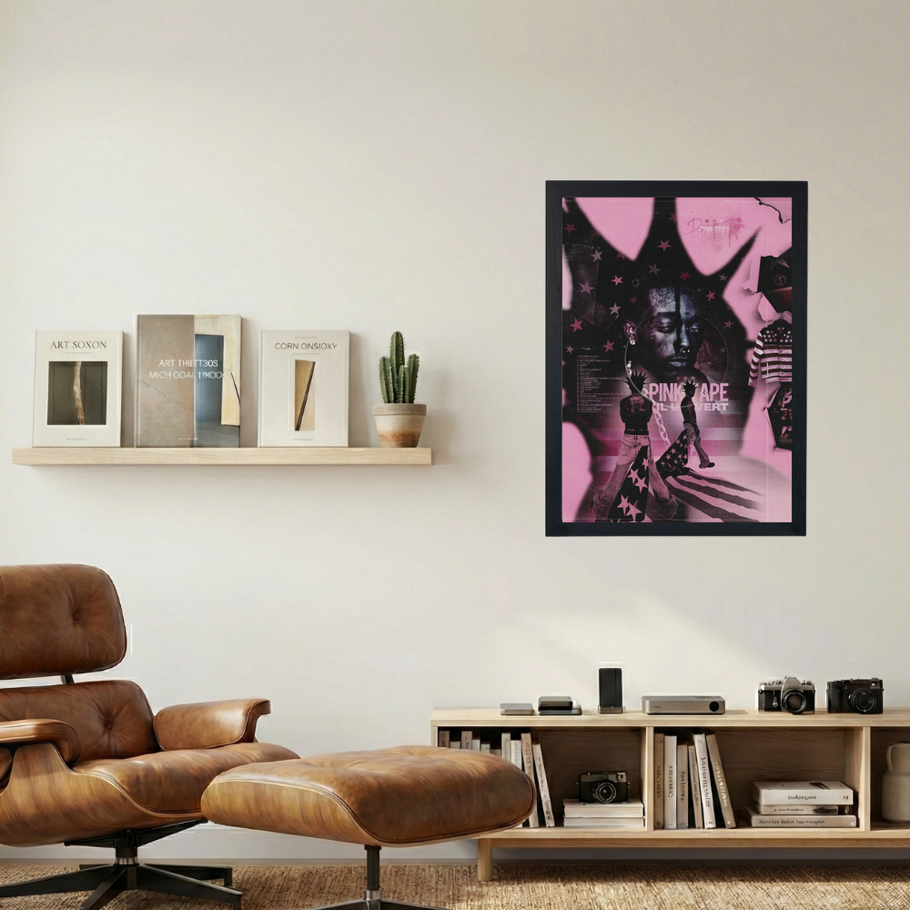 Lil Uzi Vert 'Pink Tape Collage' Poster V2 - Mockup 1