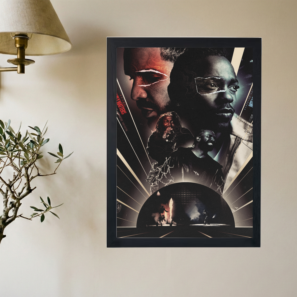 Kendrick Lamar x Drake 'Beef Collage' Poster - Mockup 2