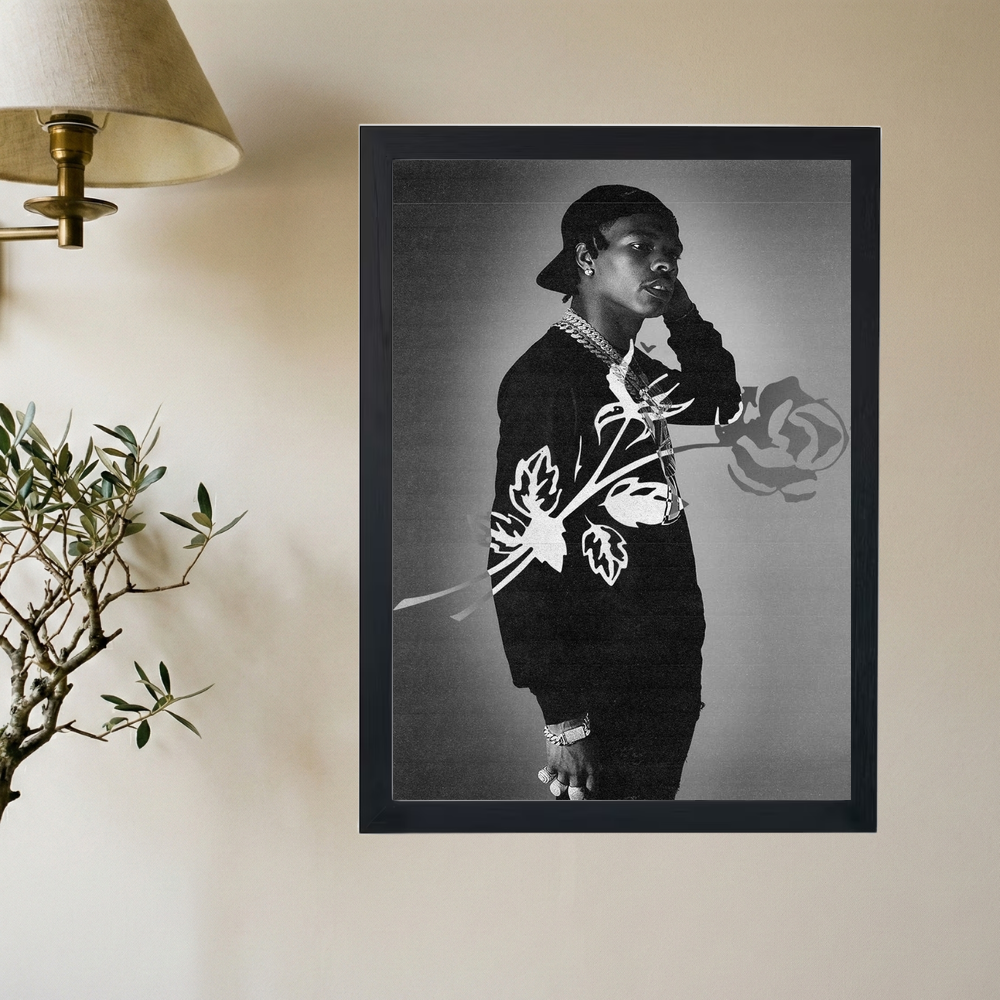 Lil Baby B&W 'Roses' Poster - Mockup 2
