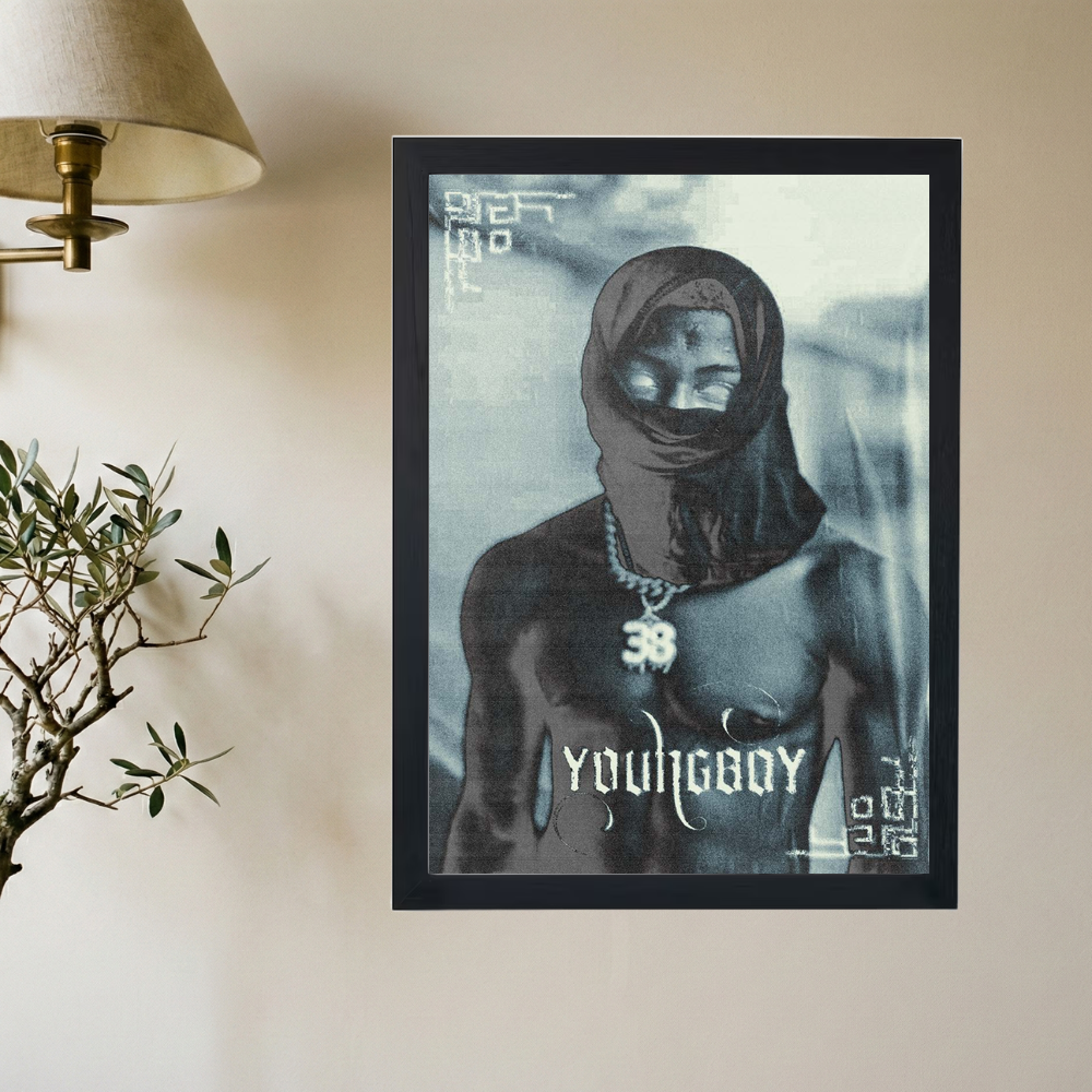 NBA Young Boy 'Masked Up' Poster - Mockup 2