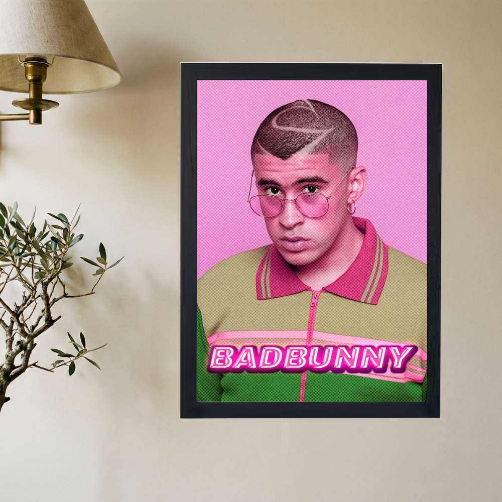 Bad Bunny 'Neon Glance' Poster - Mockup 2