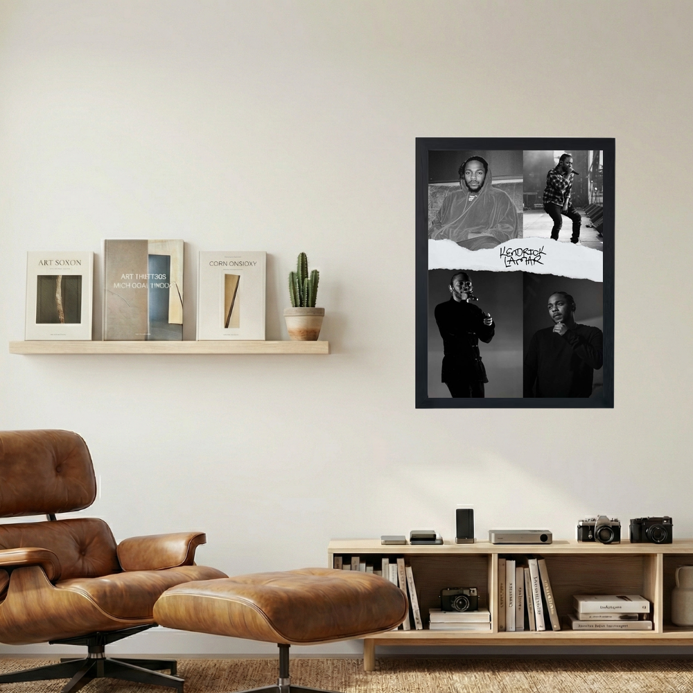 Kendrick Lamar B&W Collage Poster - Mockup 1