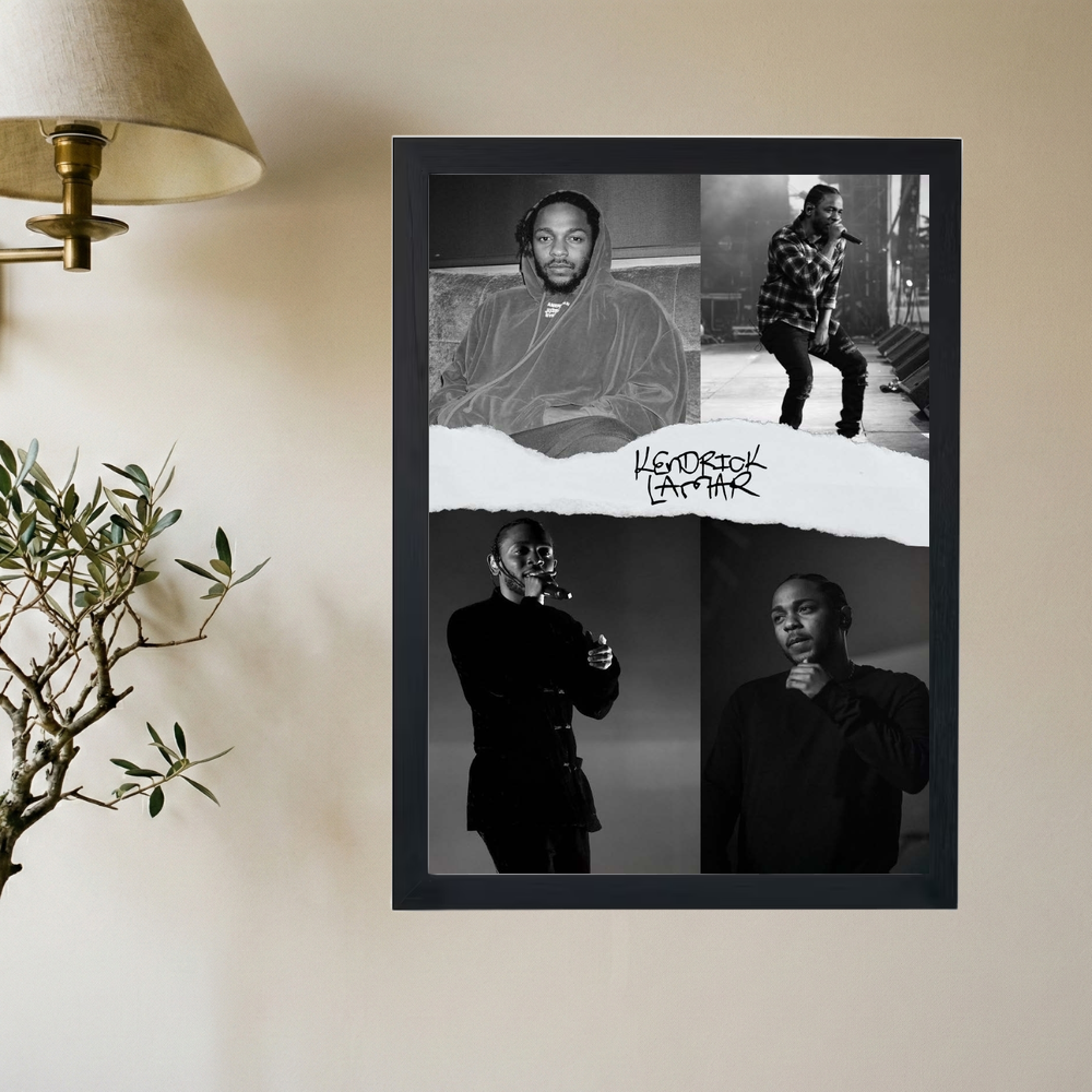 Kendrick Lamar B&W Collage Poster - Mockup 2
