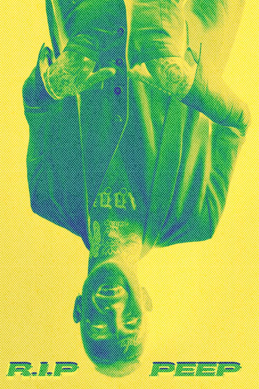 Lil Peep 'RIP' Poster, shown hanging above a console table
