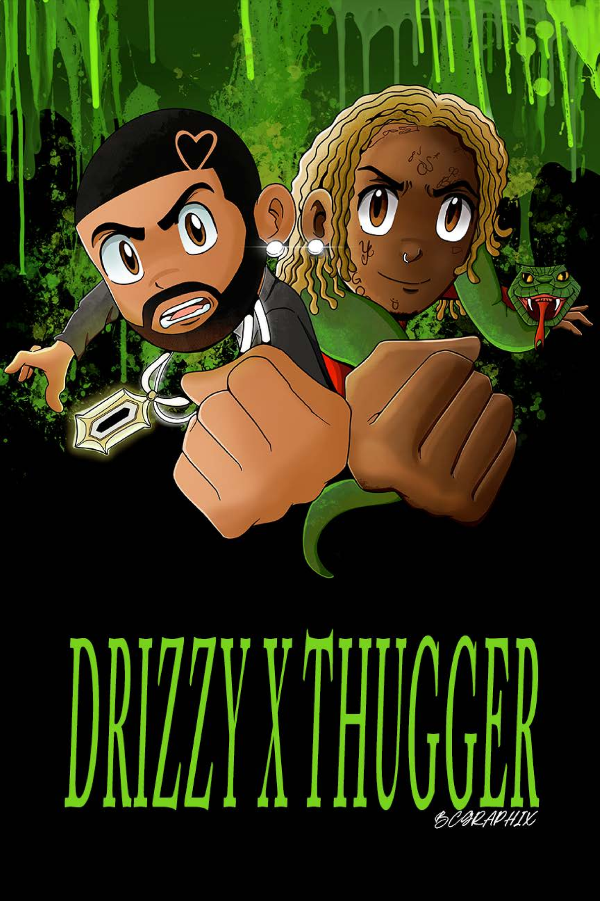 Drake x Young Thug 'Solid' Cartoon Poster