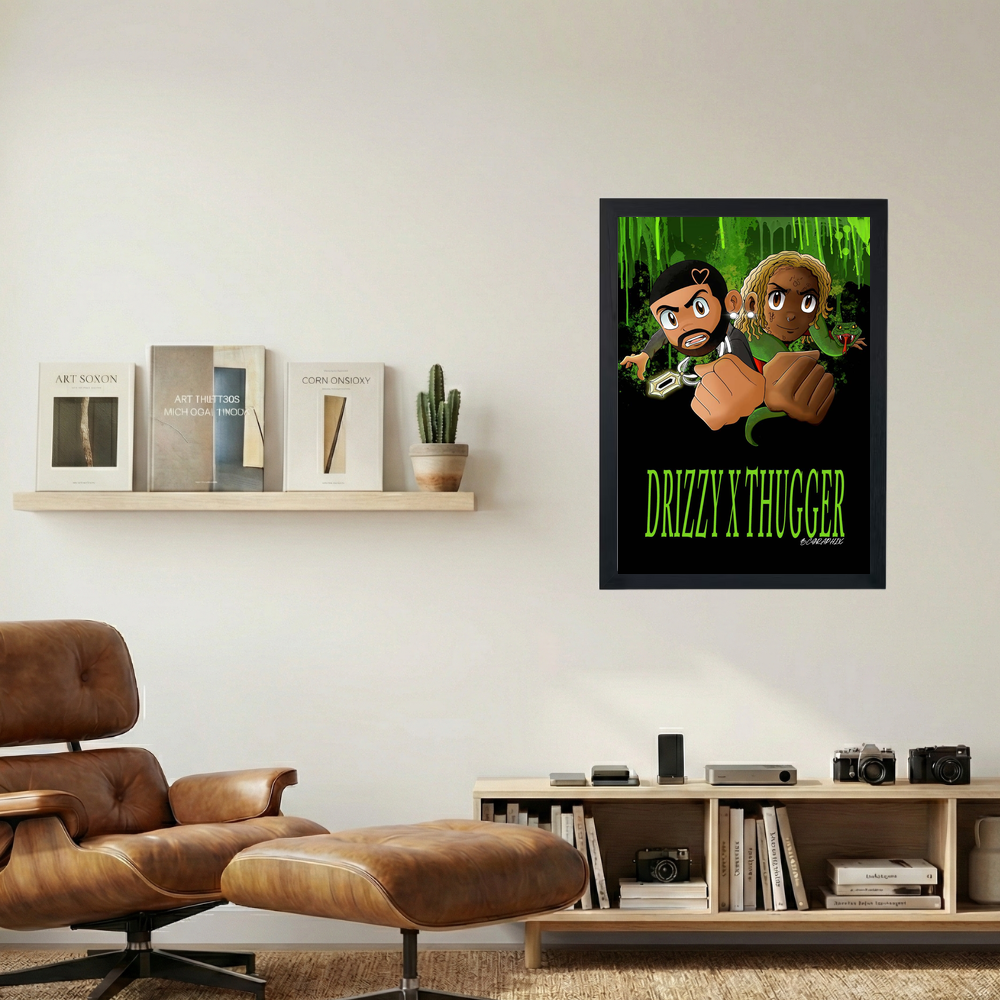 Drake x Young Thug 'Solid' Cartoon Poster - Mockup 1