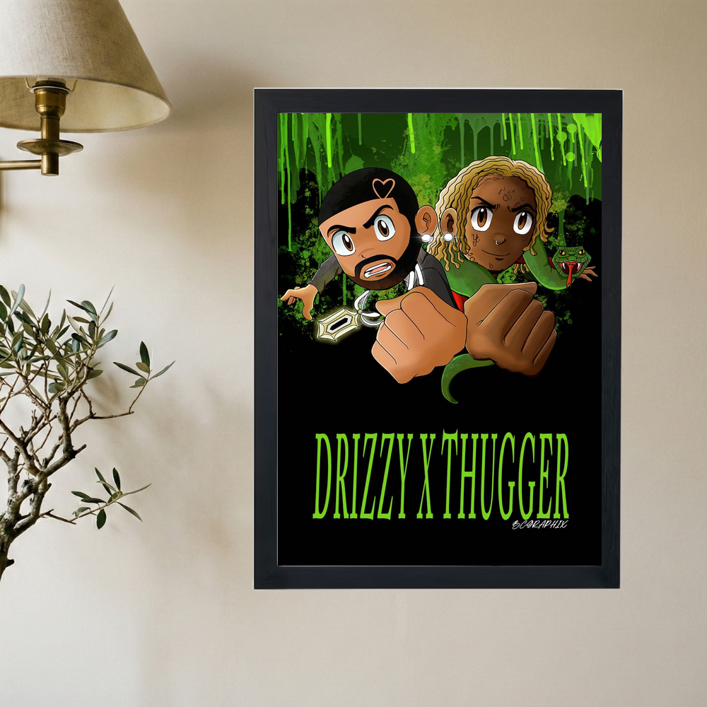 Drake x Young Thug 'Solid' Cartoon Poster - Mockup 2